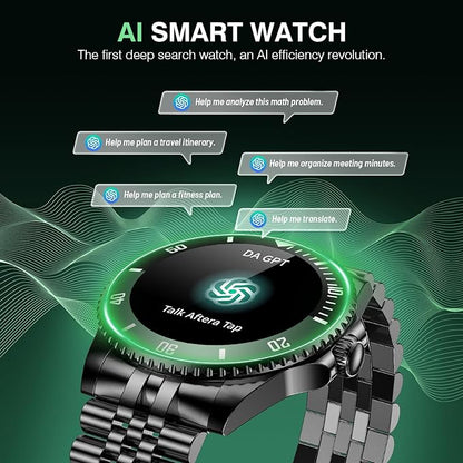 2025 DA GPT Smart Watch for Men with Bluetooth Call, Heart Rate, Blood Pressure, SpO2, Sleep Monitor, 107 Sports Modes, Waterproof Round Watch, 1.19-inch AMOLED Display, Compatible Android and iOS