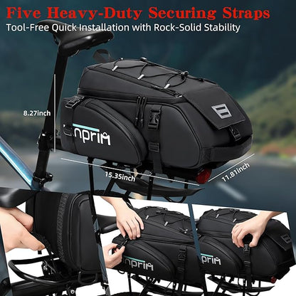 19L Reflective Bike Rack Bag Large Capacity Waterproof Rear Bag with Rain Cover E-Bike Bicycle Accessories Basket Storage Crossbody Saddle Shoulder Rear Seat Luggage Pouch Bag Accesorios Bicicletas