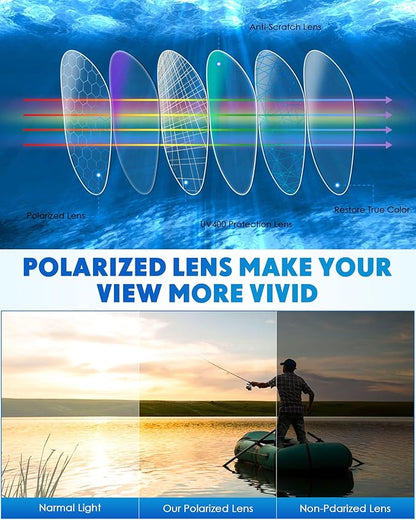 Frienda 6 Pack Polarized Sport Sunglasses for Men Multipack Fit over Glasses Pack Lot Set Men's Sport Fishing Eyeglasses