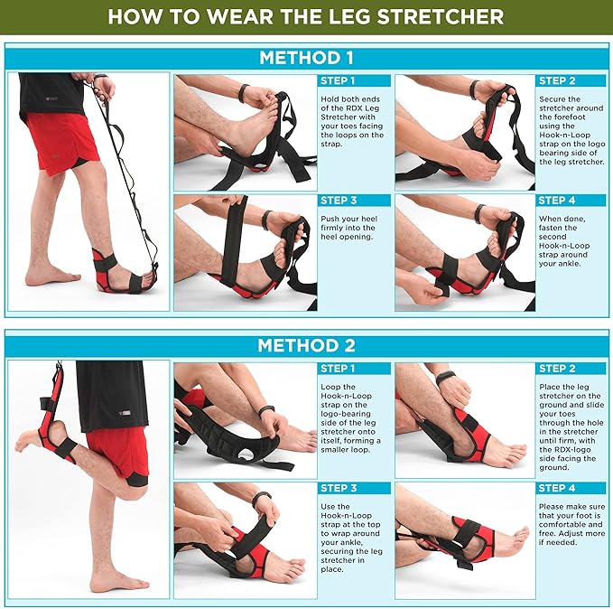 RDX Yoga Stretching Strap, Ankle Ligament Stretcher Belt with Loops Ligament Stretch Band, Fitness Leg Stretcher for Plantar Fasciitis, Foot Stretch Assist for Hamstring, Flexibility Exercise