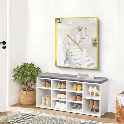 Gold Bathroom Mirror, 30x36 Inch Rectangular Framed Mirror, Large Wall Mounted Bathroom Vanity Mirror Over Sink for Bedroom,Restroom, Living Room, Hangs Vertically or Horizontally