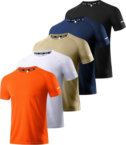 Boyzn 1, 3, 5 or 7 Pack Men's Workout Running Shirts, Dry Fit Moisture Wicking T-Shirt, Gym Athletic Short Sleeve Tee Shirts
