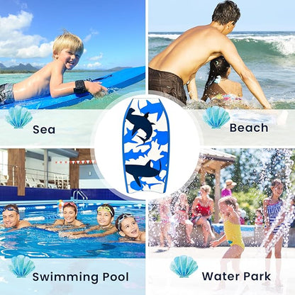 KOTEK 33/37/41 Inch Body Board with Wrist Leash, EPS Core, Dual Channel, HDPE Slick Bottom, Bodyboard for All Skill Levels & Wave Conditions