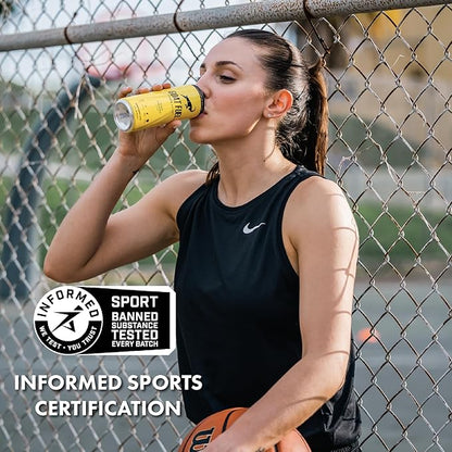 G.O.A.T. Fuel Energy Drink, Co-Founded by Jerry Rice, Natural Caffeine, Electrolytes, BCAAs, Cordyceps Mushrooms & Antioxidants, Light Carbonation Pre Workout, 12 Pack, 12 FL Oz, Peach Pineapple