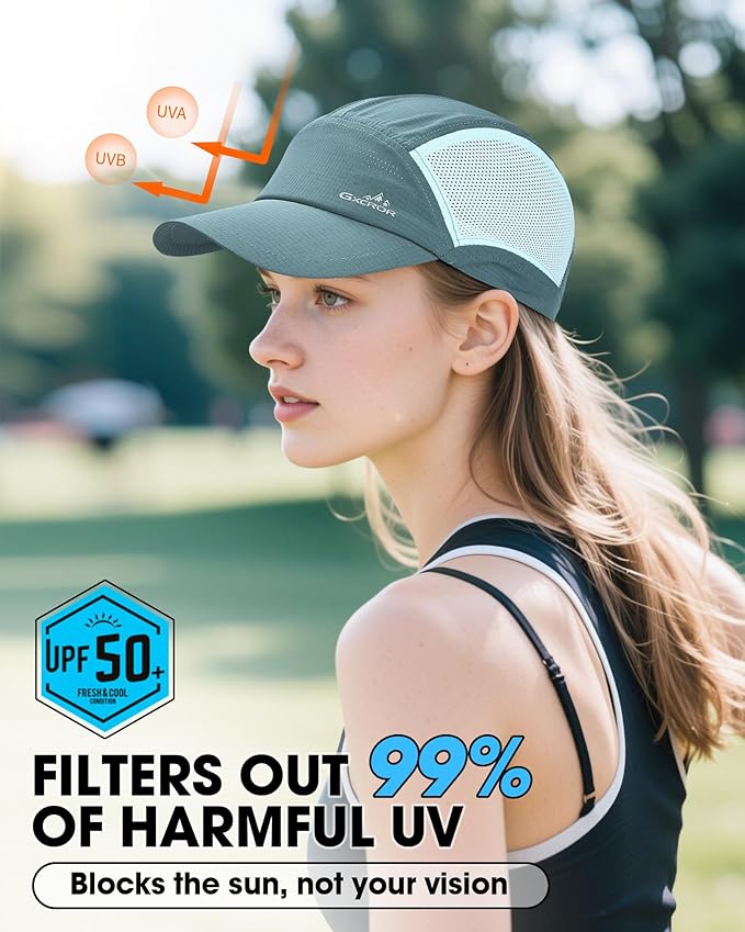 GXCROR Performance Baseball Cap for Men & Women - UPF 50+ Running Hat, Lightweight Quick-Dry Sports Hat for Golf, Hiking, Gym