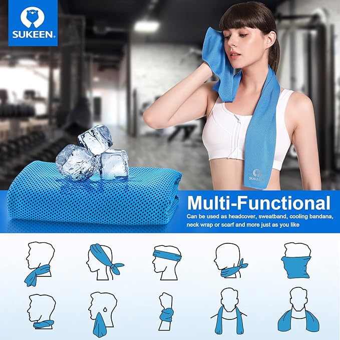 Sukeen Cooling Towel,Instant Evaporative Cooling for Sports,Yoga,Golf,Gym,Neck,Workout and More(40”x 12”)