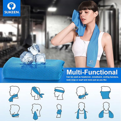 Sukeen Cooling Towel,Instant Evaporative Cooling for Sports,Yoga,Golf,Gym,Neck,Workout and More(40”x 12”)