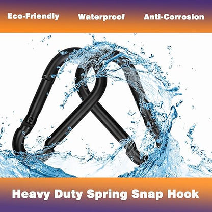 100PCS Black Carabiner Clip, M5 2Inch Spring Snap Hook Quick Link Small Carabiner Clips, 3/16'' Spring Carabiner Link Buckle for Fishing Camping Hammock Dog Leashes-220LBS Holding Capacity