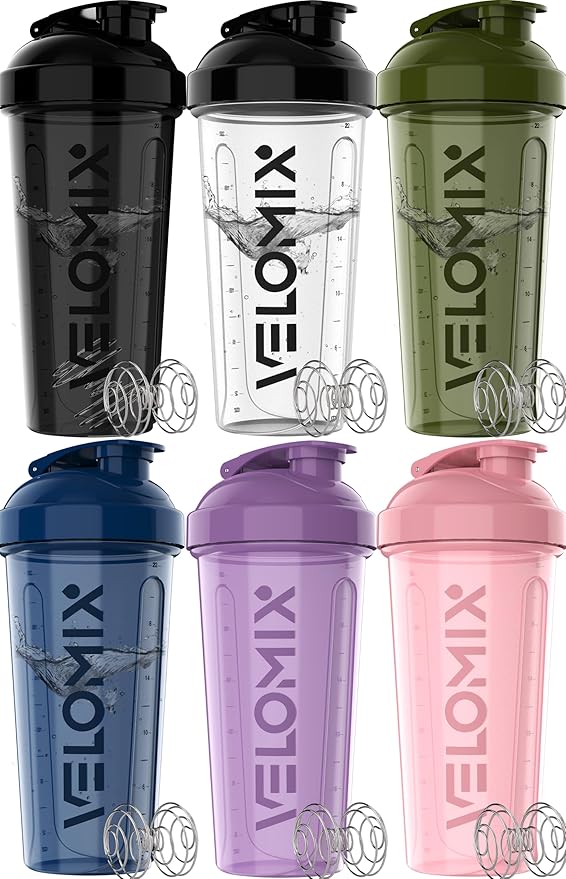 '-6 PACK- 28 oz Protein Shaker Bottle for Protein Mixes - 6x Wire Whisk | Leak Proof Shaker Cups for Protein Shakes | Protein Shaker Bottle Pack | Protein Shake Cup (Dynamic Fuel Series)