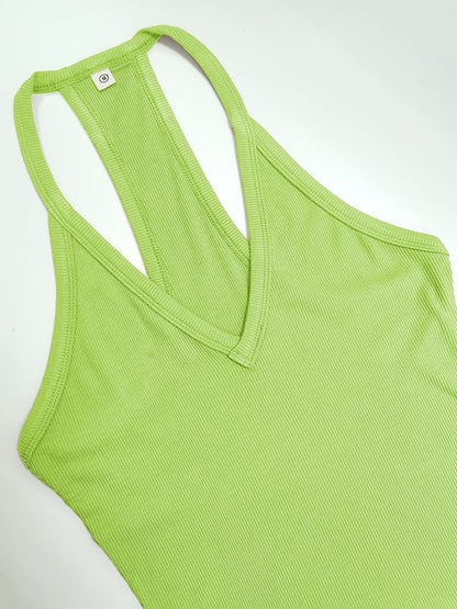 iGENJUN Workout Tops for Women Racerback Basic Tank Summer 2025 Camisole V Neck Slim Fit Ribbed Sleeveless