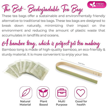 FreshDrinkUS, Premium 75 Marshmallow Root and Leaf Tea Bags, 100% Natural & Pure. Loose Leaf Marshmallow Herbal Tea. Made with Eco-Conscious Tea Bags. No Sugar, No Caffeine, No Gluten, Vegan.