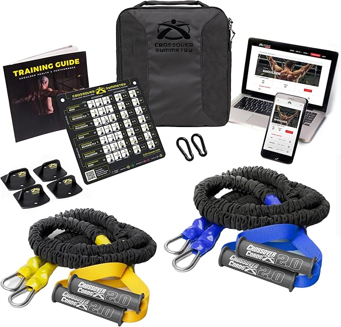 Crossover Symmetry Shoulder System Includes Two Sets of Resistance Bands Attachments Training Guide Exercise Chart Online Workouts for Home Fitness Rehab Rotator Cuff Exercises