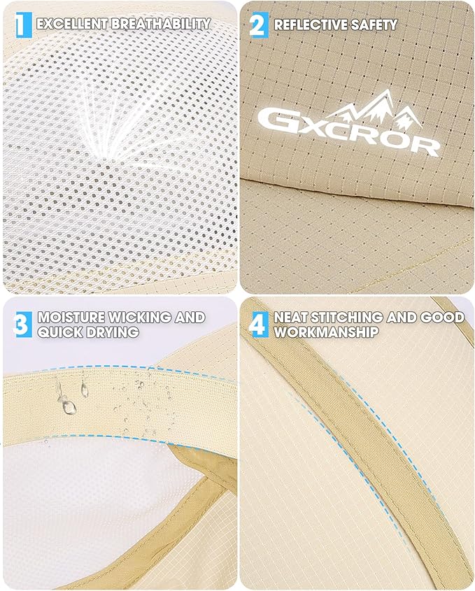 GXCROR Performance Baseball Cap for Men & Women - UPF 50+ Running Hat, Lightweight Quick-Dry Sports Hat for Golf, Hiking, Gym