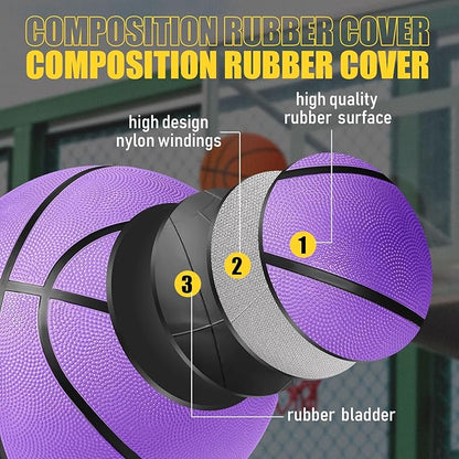 Jerify 12 Pack Official Size Rubber Basketballs for Kids Child Junior Youth Indoor Outdoor Sports Basket Balls with Pump Back to School Student Gifts Operation Christmas Bulk Items