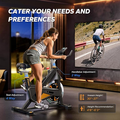 MERACH Magnetic Exercise Bike, Indoor Cycling Bike with Self-Developed App, 350 lbs Weight Capacity & 40 lbs Flywheel, Stationary Bike for Home Gym Fitness