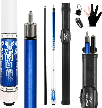 HomeSeason Glass Fiber Pool Cue 58" Professional Pool Stick 12.7mm 4-Layer Tip Low Deflection Cue Stick, 3 * 8/8Joint Pin, Ultra-Smooth, Billiard Cue Sticks