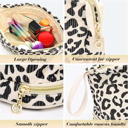 Large Makeup Bag, Quilted Cosmetic Bag, Large Floral Make Up Bag for Women, Cute Floral Skin Care Bag Double Layer Makeup Bags Flower Travel Toiletry Bag - Red Flower