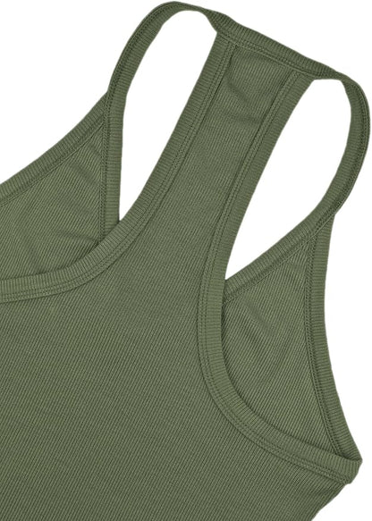 iGENJUN Workout Tops for Women Racerback Basic Tank Summer 2025 Camisole V Neck Slim Fit Ribbed Sleeveless