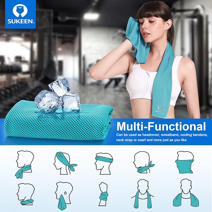 Sukeen Cooling Towel,Instant Evaporative Cooling for Sports,Yoga,Golf,Gym,Neck,Workout and More(40”x 12”)