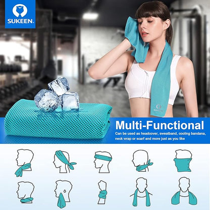 Sukeen Cooling Towel,Instant Evaporative Cooling for Sports,Yoga,Golf,Gym,Neck,Workout and More(40”x 12”)