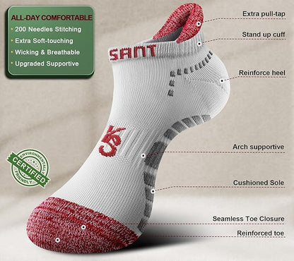 KEMISANT Men Running Socks,Active Ankle Socks No show Cushioned Footbed Arch Support