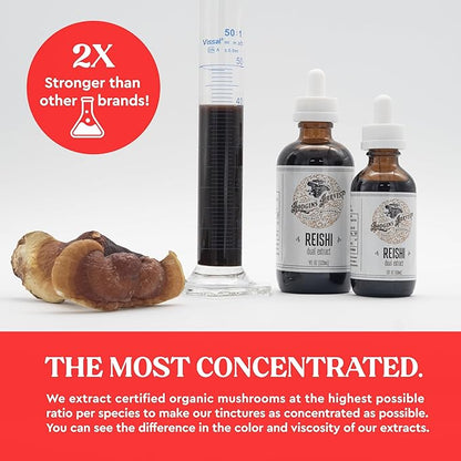 Hodgins Harvest Organic Reishi Tincture | Made with Mushrooms Grown On Our Farm in The USA | Dual Extract | Extra-Concentrated (4 fl oz)