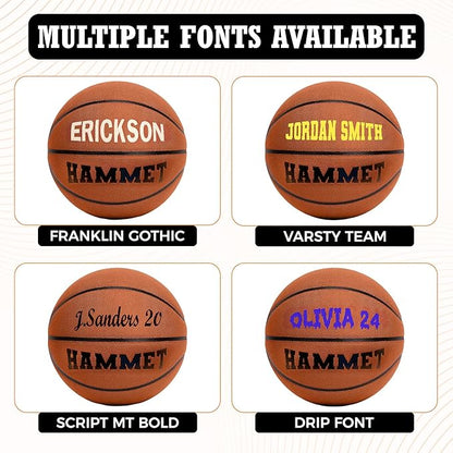 HAMMET Personalized Basketball - Customized Indoor and Outdoor Basketball with Your Name or Text - Ideal Gift for Son, Daughter, Boy or Girl