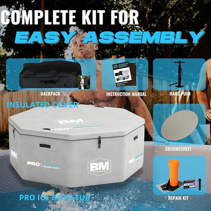 Inflatable Octagonal Ice Bath Tub for Groups, Party Cold Plunge Recovery Tub with Insulated Lid, Fits 8–10 People, 660 Gallon Capacity, 78.74" x 78.74" x 27.56", Portable Durable Design