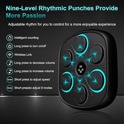 2025 New Model Smart Music Boxing Machine for Adults and Kids, Training Machine with LED Electronic Wall Mounted, Home Indoor Workout Equipment with Premium Boxing Gloves