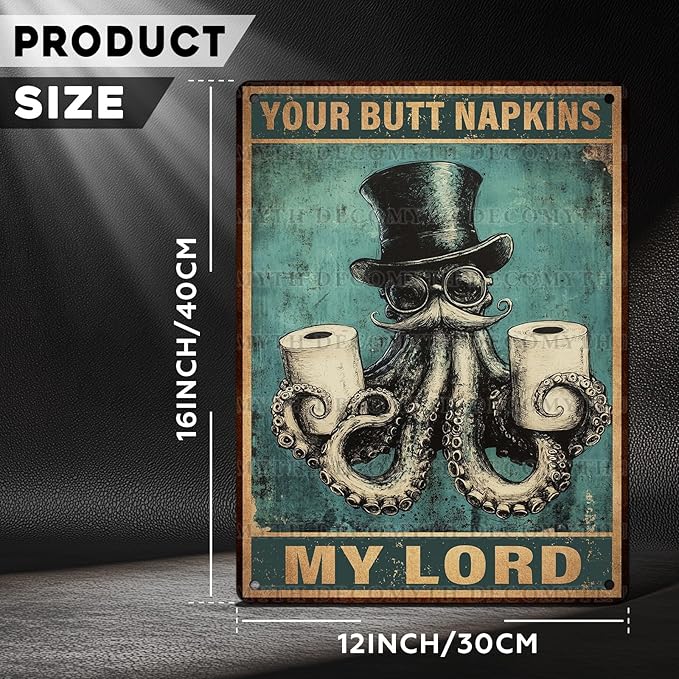 Funny Octopus Retro Metal Tin Sign Nautical Bathroom Decor Toilet Restroom Funky Home Decor Wall Art Sign 12 * 16inch