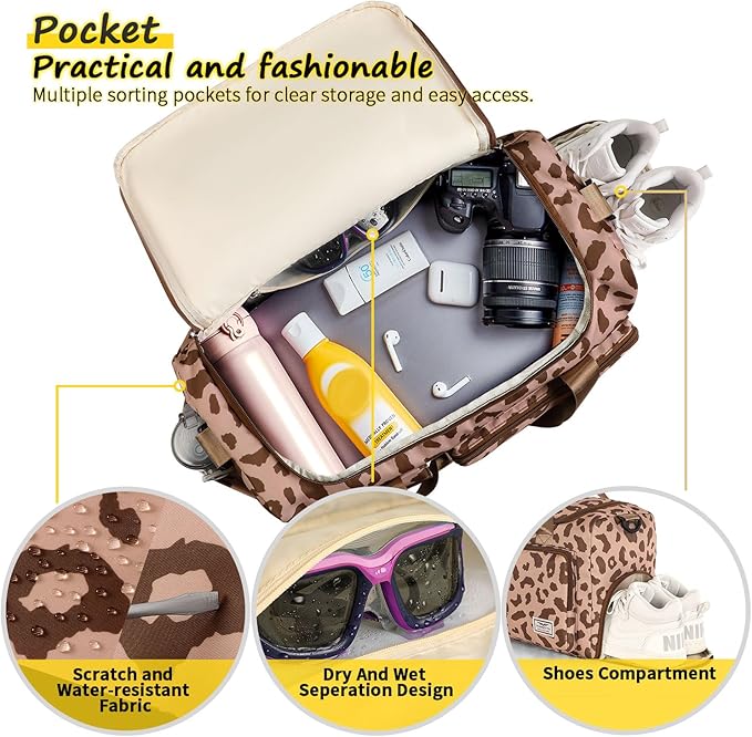 FIORETTO Women's Gym Duffle Bag with Shoes Compartment, 37L Capacity, Ideal for Travel, Gym, Sports, Duffel, Weekender