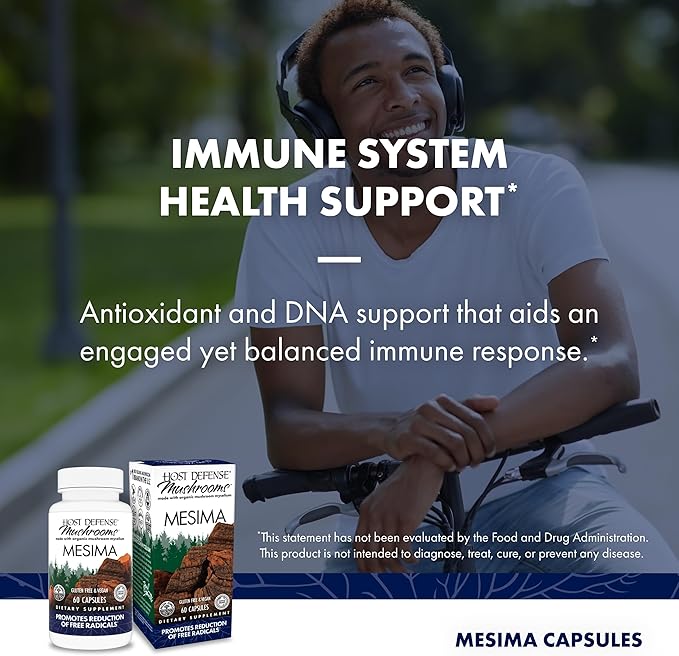 Host Defense Mesima Capsules - Herbal Antioxidant Activity & Immune System Support Supplement - Mushroom Supplement to Support Balanced Immune Response - 60 Capsules (30 Servings)*