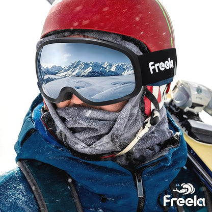 Freela Ski Goggles OTG Men Women, Over Glasses Snow Snowboard Sports Goggles for Adult Youth 100% UV400 Protection Anti Fog