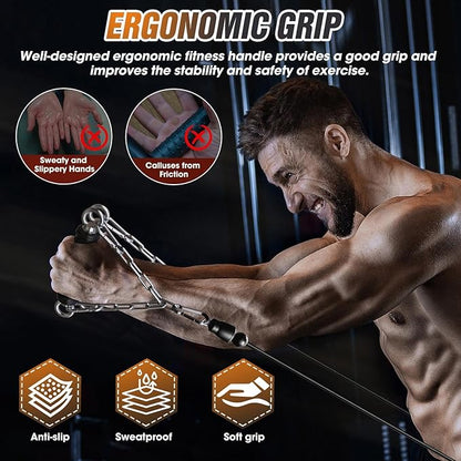 Lat Pull Down Machine Attachment, Tricep Rope Cable Attachment for Gym Cable Machine, Ergonomic Tricep Rope Exercise Handle Accessories for Home Gym