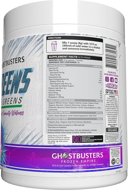 EHP Labs x Ghostbusters OxyGreens Super Greens Powder - Spirulina & Chlorella Superfood, Green Juice Powder with Prebiotic Fibre, Antioxidants & Immunity Support, 30 Serves (Ecto Freeze)
