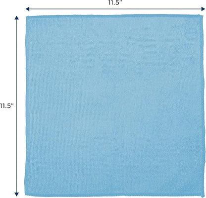 S&T INC. 50 Pack Microfiber Cleaning Cloth, Bulk Towels for Home, Reusable Microfiber Towels for Cars, Cleaning Rags, Light Blue, 11.5 Inches x 11.5 Inches, 50 Count