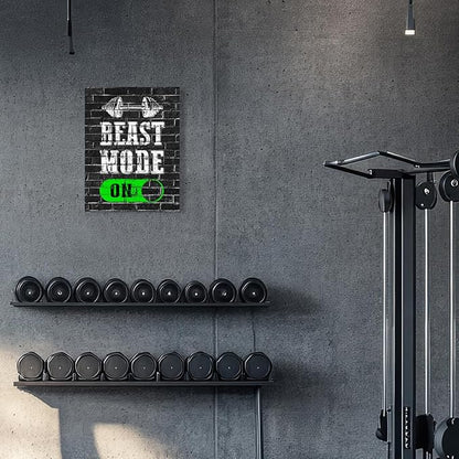 Gym Quotes Wall Art,Inspirational Workout Wall Decor,Beast Mode on Canvas Wall Art for Home Gym Exercise Fitness Room