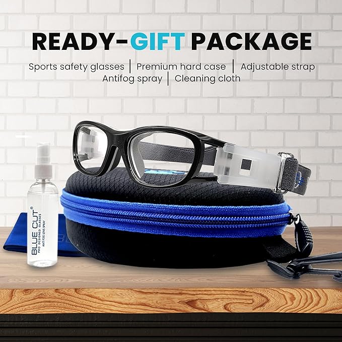 BLUE CUT Safety Basketball Goggles For Kids for Outdoor Sports Activities Anti Fog Replaceable to Prescription Lenses