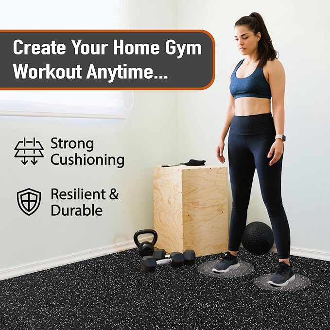 0.56in Thick 48 Sq Ft Exercise Equipment Mats 12 Tiles