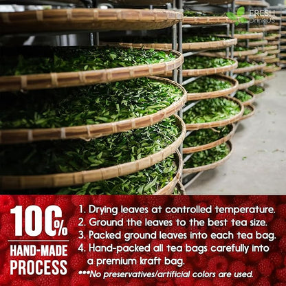 FreshDrinkUS, Premium Raspberry Leaf Tea with Chamomile – 135 Tea Bags | Naturally Caffeine-Free Herbal Blend | Soothing Floral Flavor | Premium Loose Herbal Tea in Natural Material Tea Bags