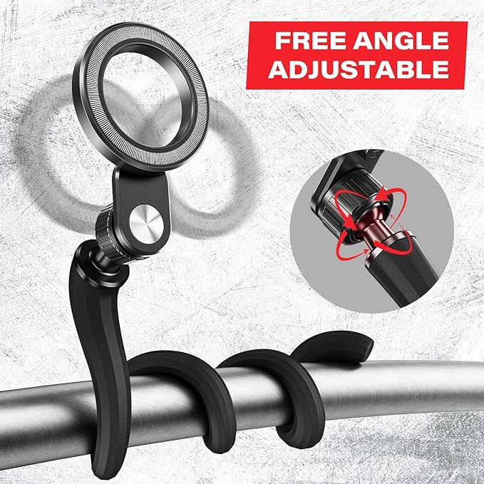 Flexible Gym Phone Holder for Peloton Treadmill Spin Bike - Gooseneck Magnetic Phone Mount for iPhone MagSafe Samsung, Wrap Around Phone Stand for Stroller/Desk/Shopping/Women Men Gym Gifts