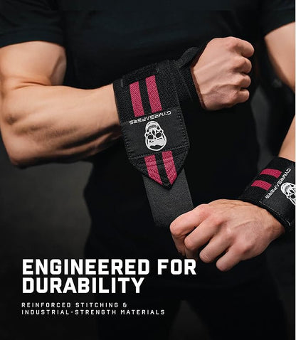 Gymreapers Weightlifting Wrist Wraps (IPF Approved) 18" Professional Quality Wrist Support with Heavy Duty Thumb Loop - Best Wrap for Powerlifting Competition, Strength Training, Bodybuilding