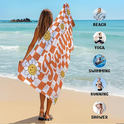 JML Personalized Beach Towel with Name, Custom Flower Beach Towel, Customized Microfiber Pool Towel, Quick Dry & Absorbent Swim Towel for Adult,Anniversary, Birthday, Summer Holiday,Vacation
