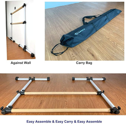 4 Ft Portable Wood Ballet Barre Ballet Bar Dance Barre Freestanding with Carry Bag