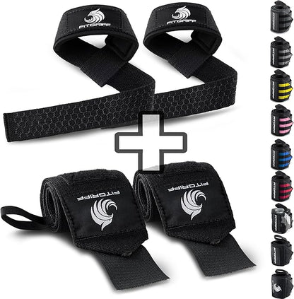 Fitgriff® Lifting Straps & Wrist Wraps (Bundle) Superior Support for Weightlifting & Gym Workouts - for Men and Women