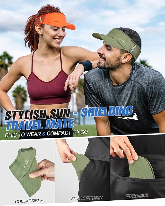 GXCROR Sports Sun Visor Hat Men Women, Lightweight Breathable Quick Dry Sports Sun Hat for Running Golf Tennis