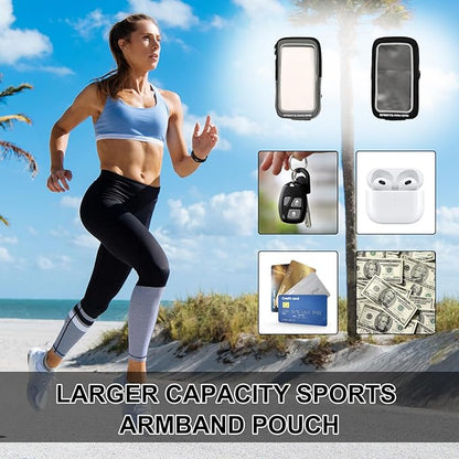 2 Pcs Phone Holder for Running Exercise Phones Armband Waterproof and Breathable Coin Purse Adjustable with Touch Screen Function Outdoor Cycling Use Suitable Sizes Under 6.8 Inches