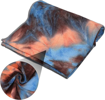 Yoga Towels , Non Slip Hot Yoga Towel Skidless Waffle Texture, 100% Absorbent Odorless Microfiber Yoga Blanket, Standard Sized 24 x72 in Mat Towel,for Hot Yoga, Bikram, Pilates ( Blue & Grey)…1