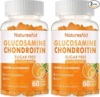 Glucosamine Chondroitin Gummies with MSM & Elderberry Extra Strength - Joint Support, Antioxidant Immune Support Supplement for Adults, Men & Women.(2 Pack)