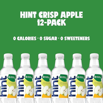 Hint Fruit-Infused Bottled Water, Crisp Apple - Sugar Free Flavored Water with Zero Calories, Naturally Flavored, and No Artificial Sweeteners - 16 Fl Oz (Pack of 12)